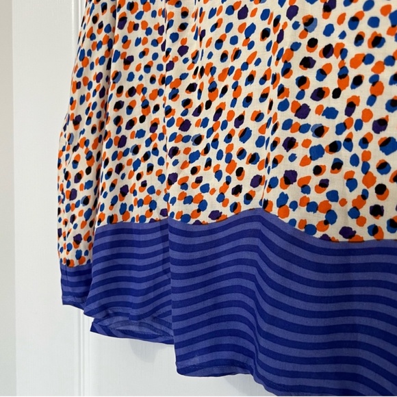 Maeve Anthropologie Emma Polka Dot Purple Orange Tank Top V Neck Blouse, Size 14 - Picture 4 of 10